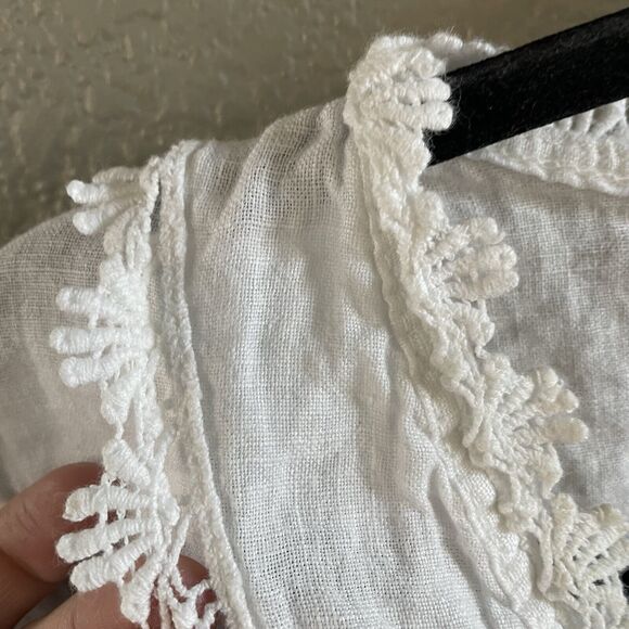 Valentina Naldi Dress Womens Small White Linen Boho Cottagecore Floral Crochet - Picture 4 of 9